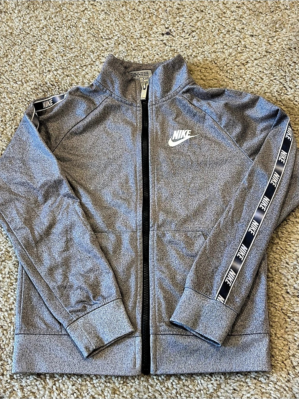 Nike Kids Logo Tape Track Jacket Boys Large Gray